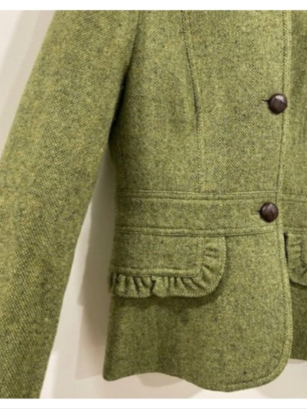 💚 J. Crew Tweed Wool Ruffle Collar Jacket - Picture 3 of 7